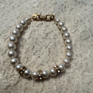 Napier/vintage crystal and pearl bracelet, 7”